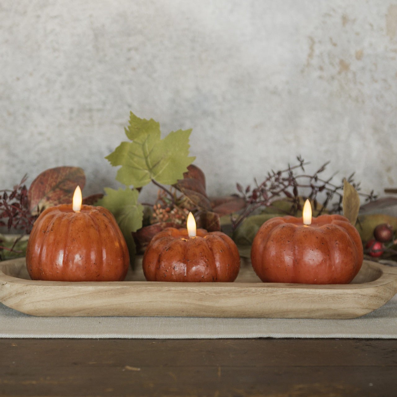 Ragon House Fall Halloween 4&quot; Orange 3D Flame Pumpkin Candle w/ Timer - The Primitive Pineapple Collection
