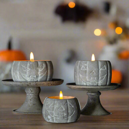 Ragon House Fall Halloween 3.5&quot; Jack O Lantern 3D Flame Candle Jar Timer - The Primitive Pineapple Collection