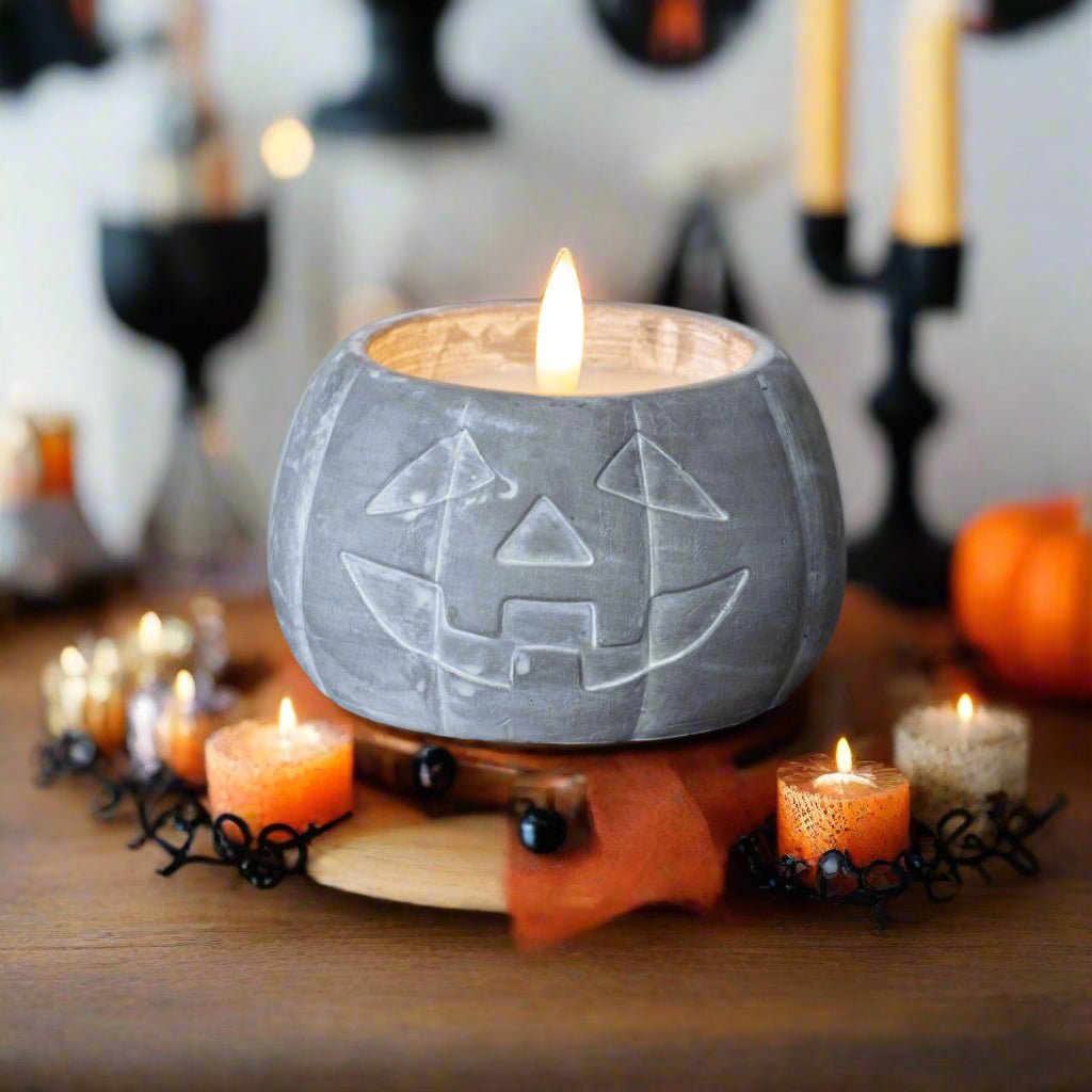 Ragon House Fall Halloween 3&quot; Jack O Lantern 3D Flame Candle Jar Timer - The Primitive Pineapple Collection