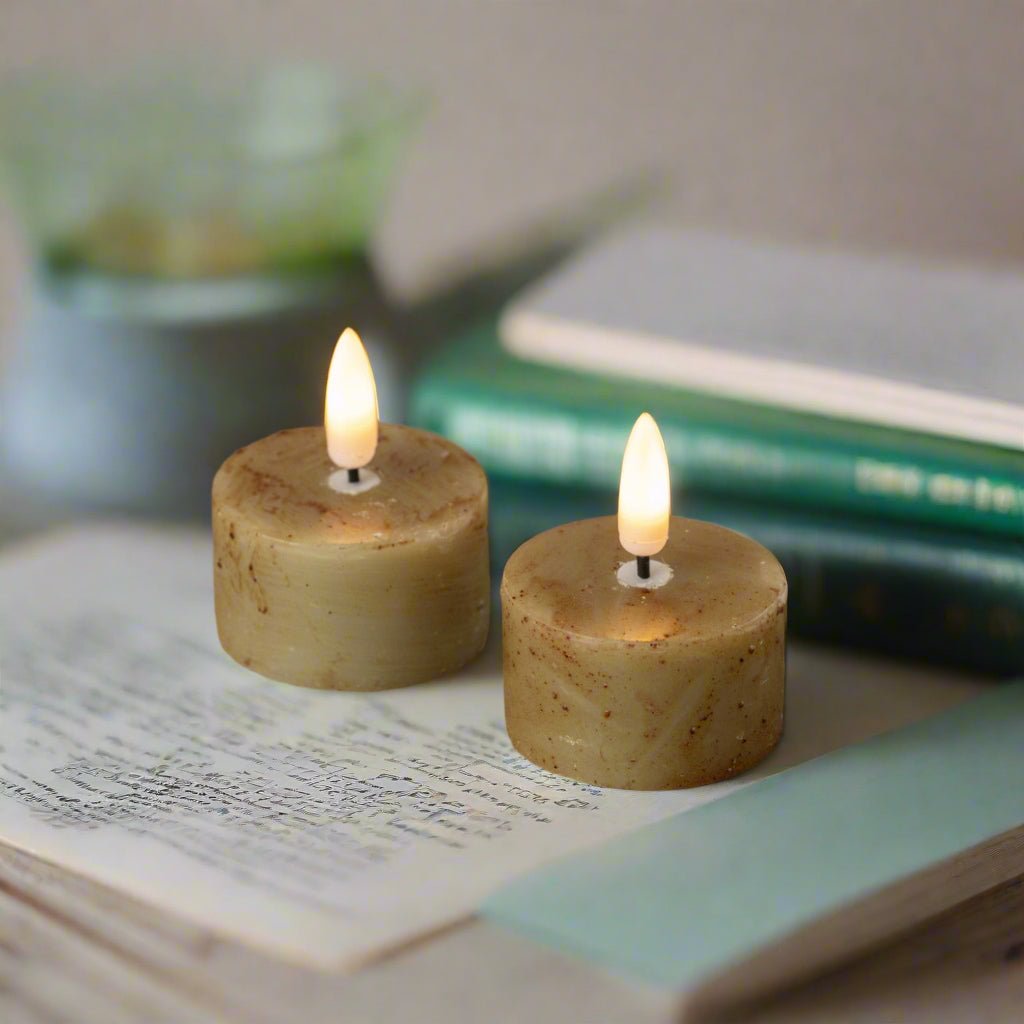 Ragon House 2 pc 3D Flame Green Battery Tealight Candle 6hr Timer - The Primitive Pineapple Collection