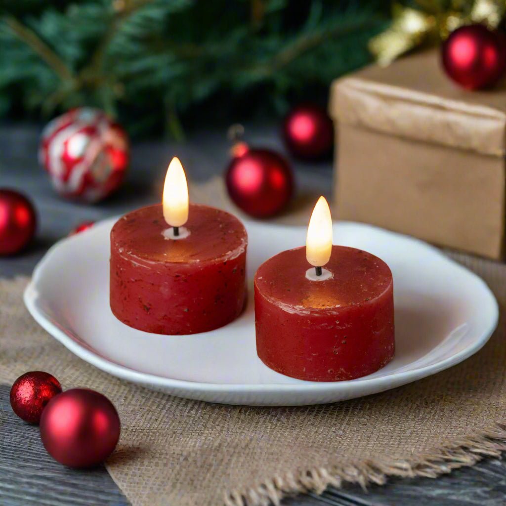 Ragon House 2 pc 3D Flame Red Battery Tealight Candle 6hr Timer - The Primitive Pineapple Collection
