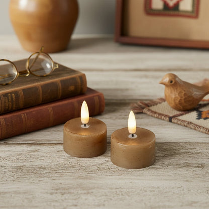 Ragon House 2 pc 3D Flame Beige Battery Tealight Candle 6hr Timer - The Primitive Pineapple Collection
