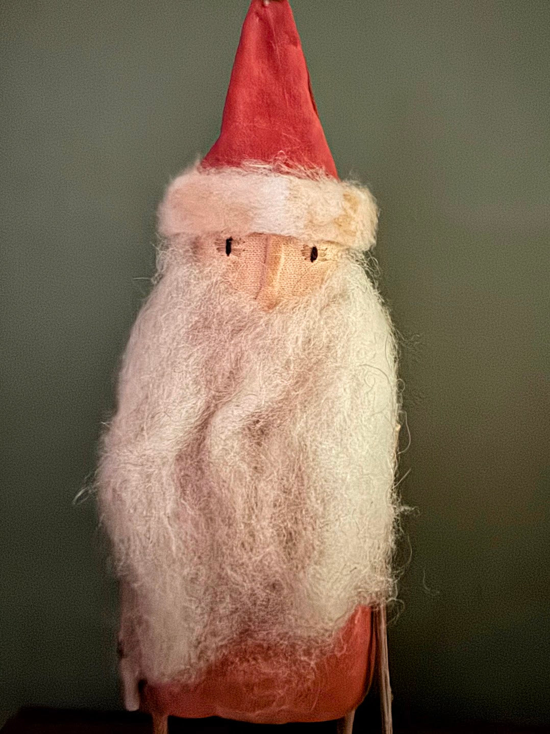 Primitive Handcrafted Folk Art Rustic Twig Santa on Stand 12.5&quot;