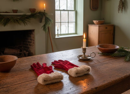 Christmas Handcrafted USA Grungy Primitive Red Santa Gloves - The Primitive Pineapple Collection