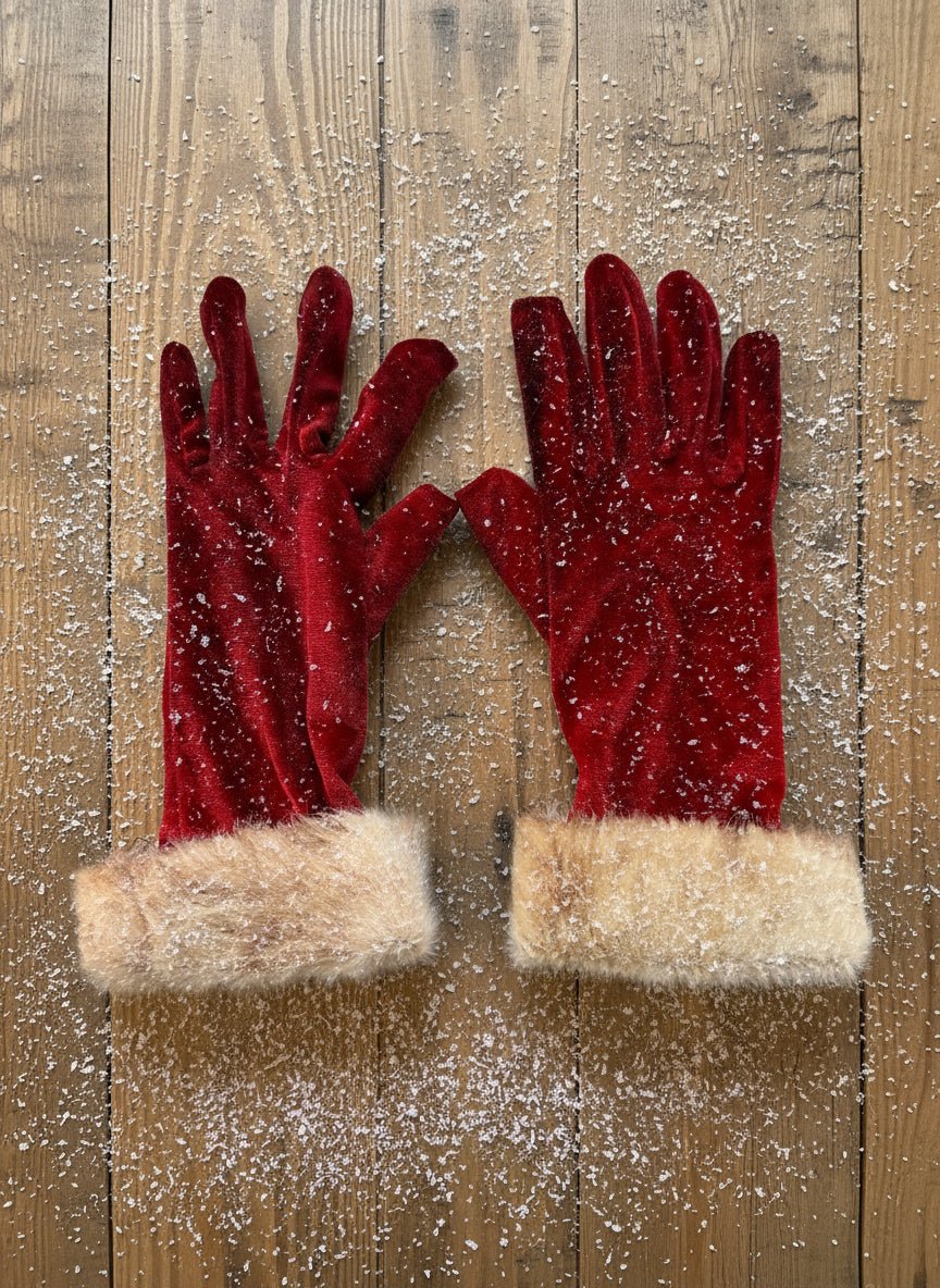 Christmas Handcrafted USA Grungy Primitive Red Santa Gloves - The Primitive Pineapple Collection