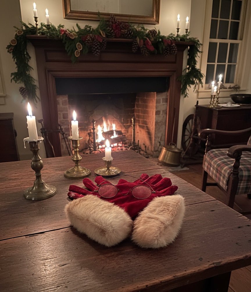 Christmas Handcrafted USA Grungy Primitive Red Santa Gloves - The Primitive Pineapple Collection