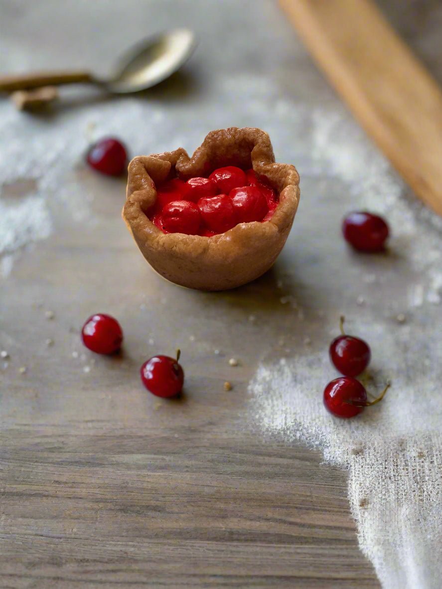 Primitive Farmhouse Handcrafted 4"Faux Cherry Tart - The Primitive Pineapple Collection