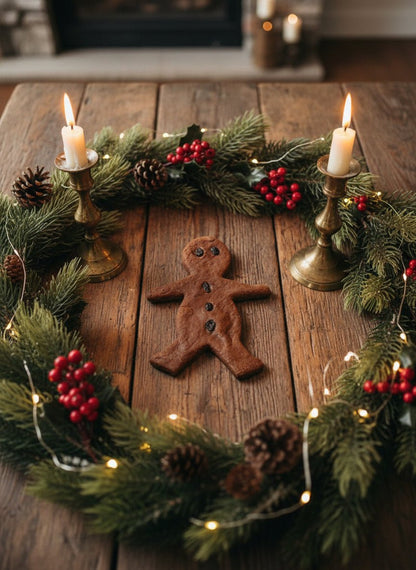 Primitive Christmas 7&quot; Gingerbread Man Cookie w/Raisin Eyes - The Primitive Pineapple Collection