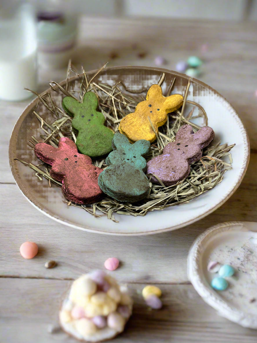 Primitive Handcrafted USA Easter 5 pc Pastel PEEP Style Bunny Cookies