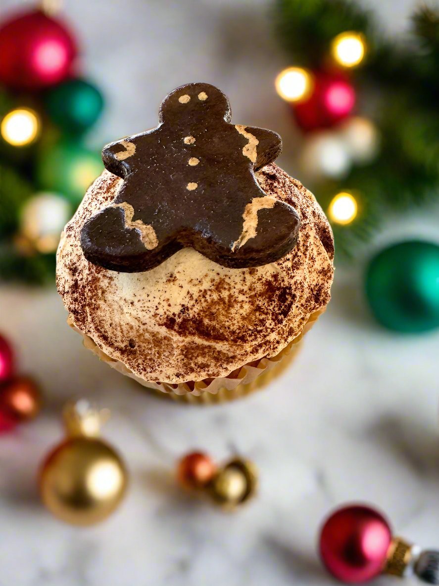 Primitive Handcrafted 3" Christmas Gingerbread Frosted Cupcake - The Primitive Pineapple Collection