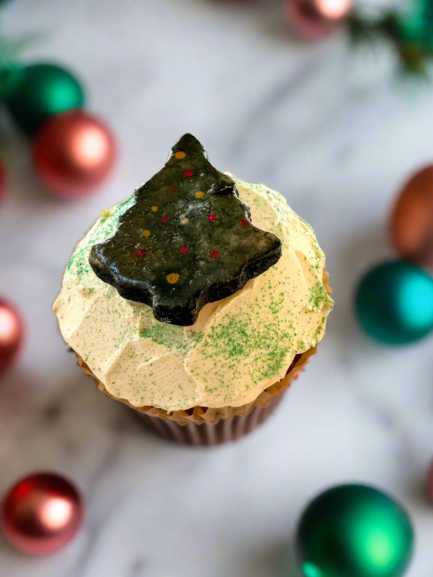 Primitive Handcrafted 3&quot; Christmas Tree Frosted Cupcake