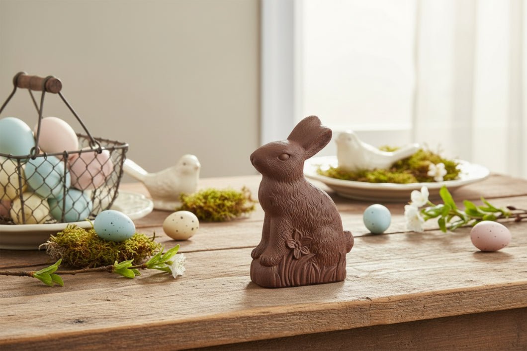 Primitive Spring Faux 6" Dark Chocolate Resin Bunny - The Primitive Pineapple Collection