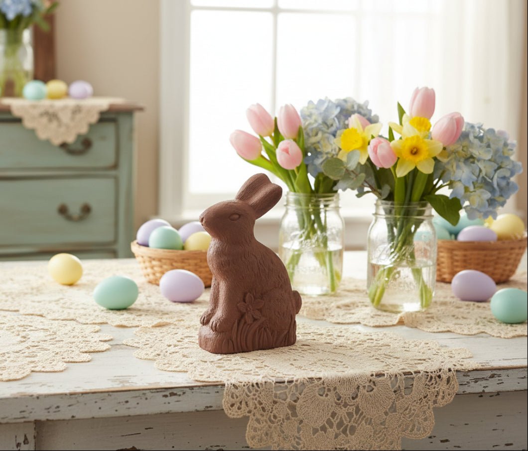 Primitive Spring Faux 6" Dark Chocolate Resin Bunny - The Primitive Pineapple Collection