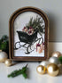 Handcrafted 8" Canvas on Wood Christmas Arch Top Black Sleigh Framed Art - The Primitive Pineapple Collection