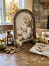 Handcrafted Retro 8" Arch Top Fall Cream Pumpkins Framed Art - The Primitive Pineapple Collection