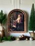Handcrafted 8" Canvas on Wood Christmas Arch Top Santa Reading Framed Art - The Primitive Pineapple Collection