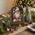 Santa with Holly Arch-Top Framed Canvas Art, 6" x 8" - The Primitive Pineapple Collection