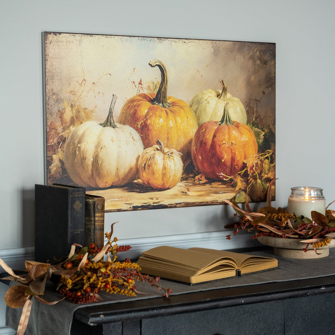 Ragon House Halloween 28 &quot;Bountiful Pumpkins Print Sign RH239751 - The Primitive Pineapple Collection