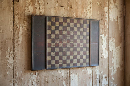 Ragon House 28" x 18" Vintage Wooden Look Checkerboard Metal Print Sign - The Primitive Pineapple Collection