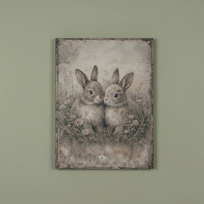 Primitive Ragon House Spring 24” Precious Bunny Couple Print
