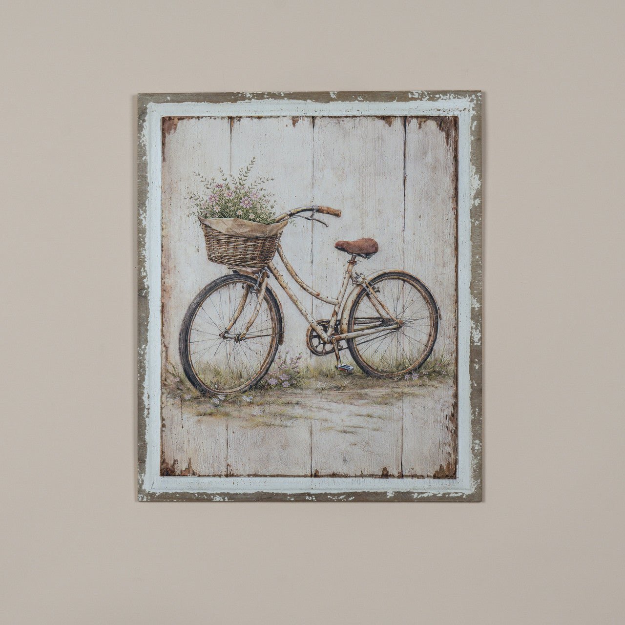 Primitive Ragon House 20" x 24" Spring Bike Wood Sign - The Primitive Pineapple Collection