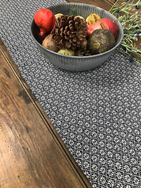 Primitive Farmhouse Cherry Blossom Navy Cream 34" Table Square - The Primitive Pineapple Collection