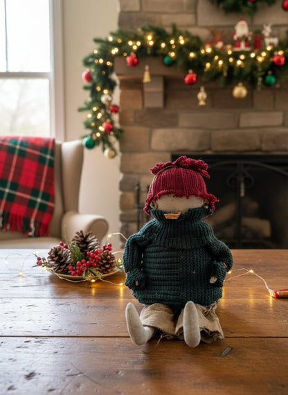 Primitive Handcrafted Ralphie Snowman Doll w/ Hat 12&quot; - The Primitive Pineapple Collection