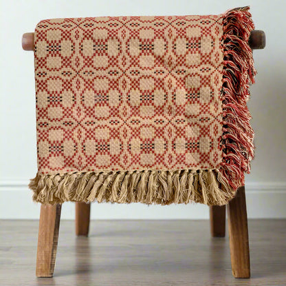 Primitive Farmhouse Kendall Jacquard Red Afghan 50&quot; x 60&quot;