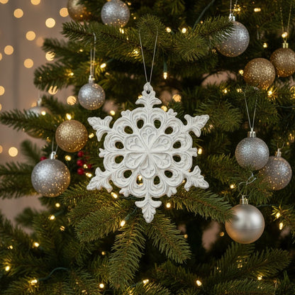Christmas Ragon House 5&quot; Metal White Daniella Snowflake Ornament - The Primitive Pineapple Collection