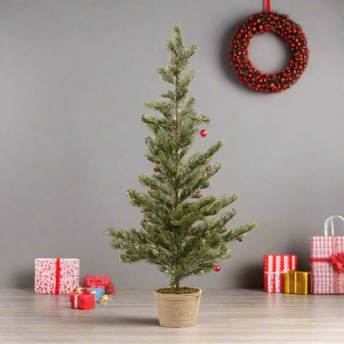 Ragon House Primitive Farmhouse Rustic 47.25" Pine Tree w/Braided Pot - The Primitive Pineapple Collection