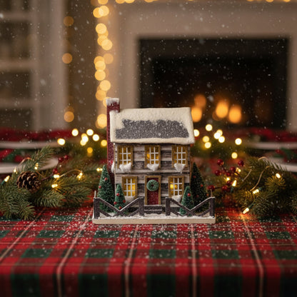 Primitive Ragon House Christmas 12” Light Up Putz Style Log Cabin Bottle Brush Tree - The Primitive Pineapple Collection