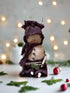 Primitive Handcrafted Plum Scarf Snowman Doll w/ Hat and Greens 10" - The Primitive Pineapple Collection