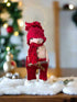 Primitive Handcrafted Red Scarf Snowman Doll w/ Hat and Greens 10" - The Primitive Pineapple Collection