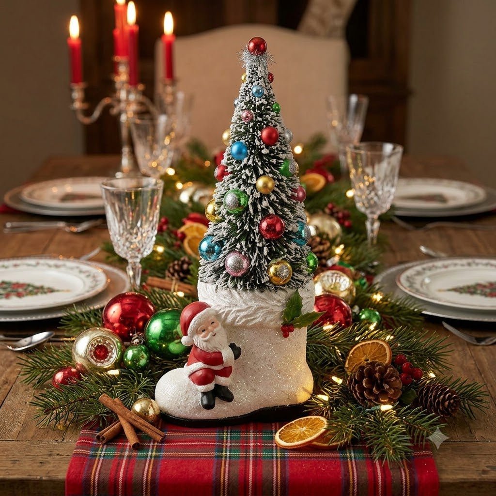 Bethany Lowe Santa Boot With Christmas Tree TL5378 | Holiday Folk Art Figurine - The Primitive Pineapple Collection