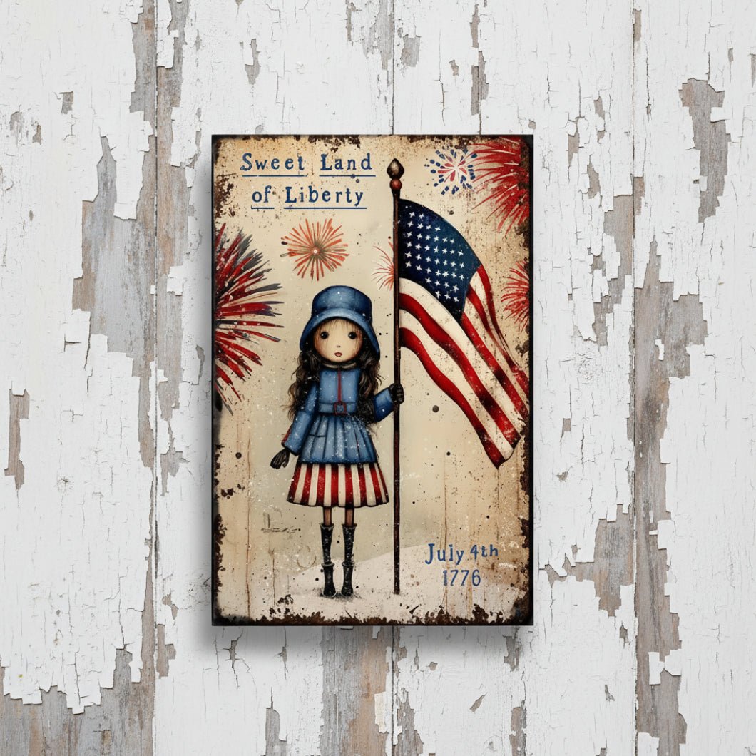 250th Anniversary Metal Sign 8x12 – Sweet Land of Liberty - The Primitive Pineapple Collection