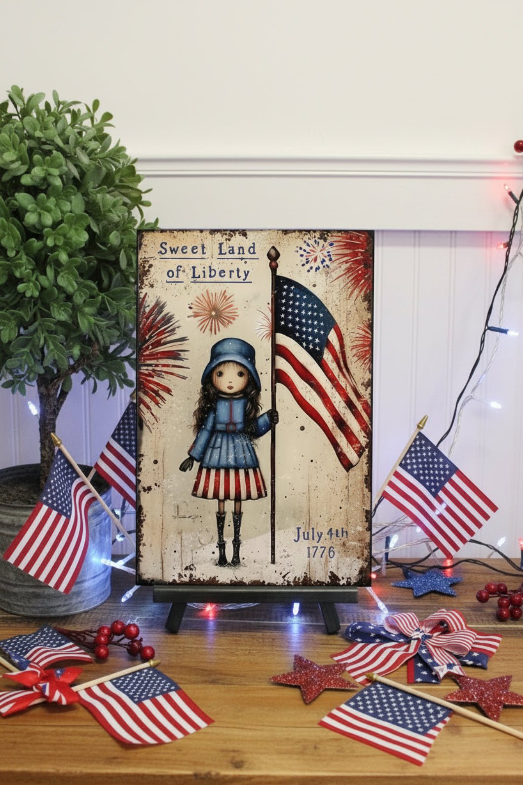 250th Anniversary Metal Sign 8x12 – Sweet Land of Liberty - The Primitive Pineapple Collection