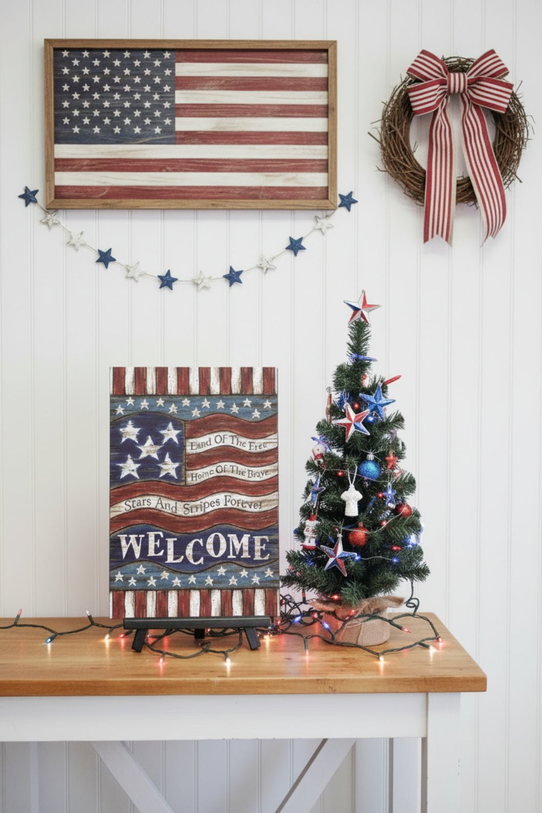 Land of the Free Home of the Brave Metal Sign — 8" x 12" - The Primitive Pineapple Collection
