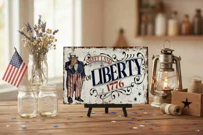 Uncle Sam Sweet Land of Liberty Metal Sign 12x8 - The Primitive Pineapple Collection