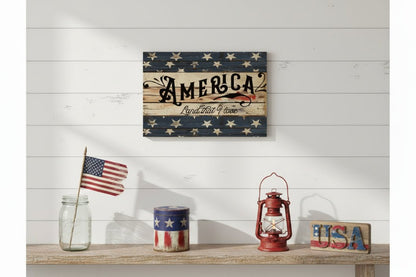 America Land That I Love – Patriotic Wall Decor 12" x 8" - The Primitive Pineapple Collection