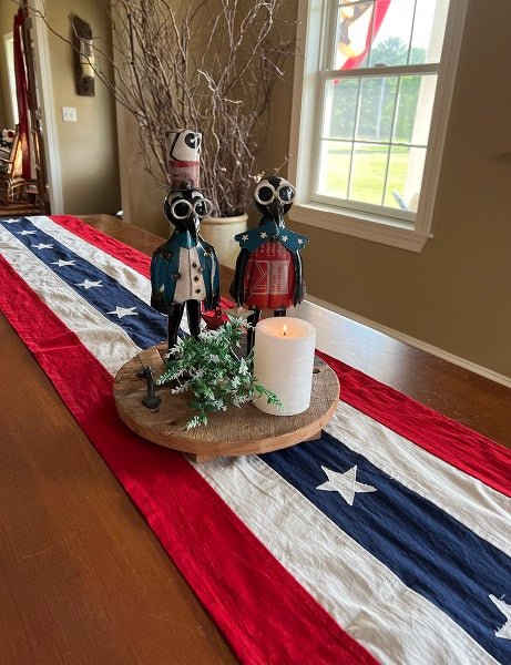 Primitive Vintage Look Long American Flag Runner 56&quot;