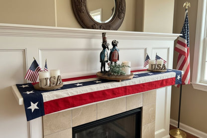 Primitive Vintage Look Extra Long American Flag Runner 96" - The Primitive Pineapple Collection