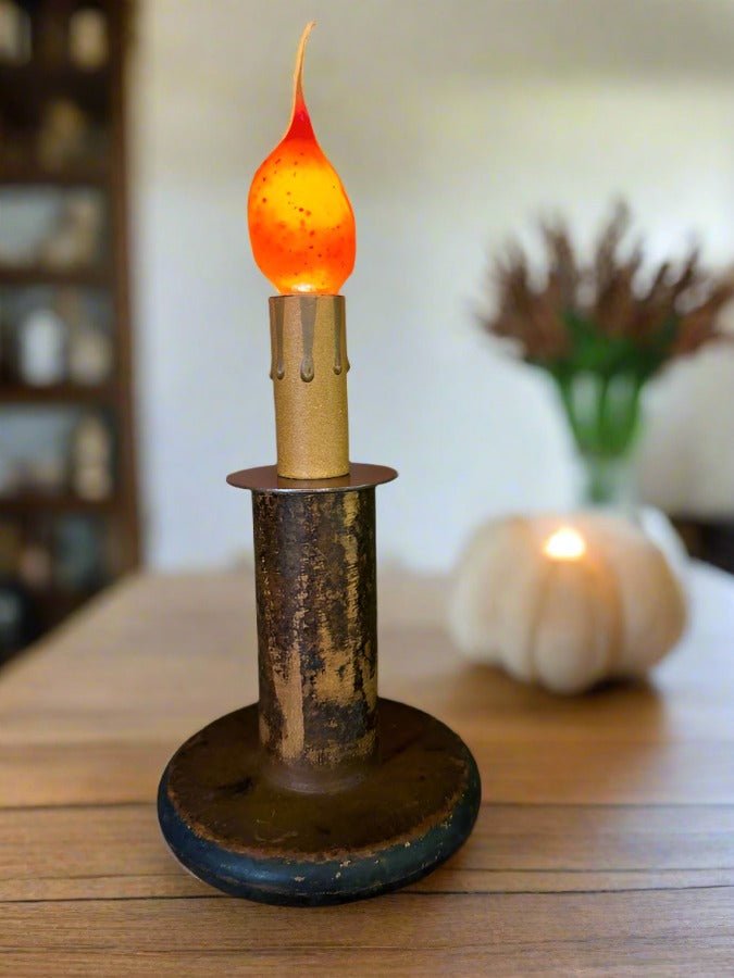 Primitive Colonial Vintage Spool Accent Lamp w/ Silicone Bulb - The Primitive Pineapple Collection