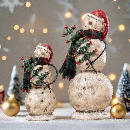 Christmas Ragon House 10.5&quot; Snowman w Primitive Pencil Christmas Tree - The Primitive Pineapple Collection