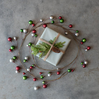Christmas Ragon House Vintage Look 72" Red/Green/Silver Ball Garland - The Primitive Pineapple Collection