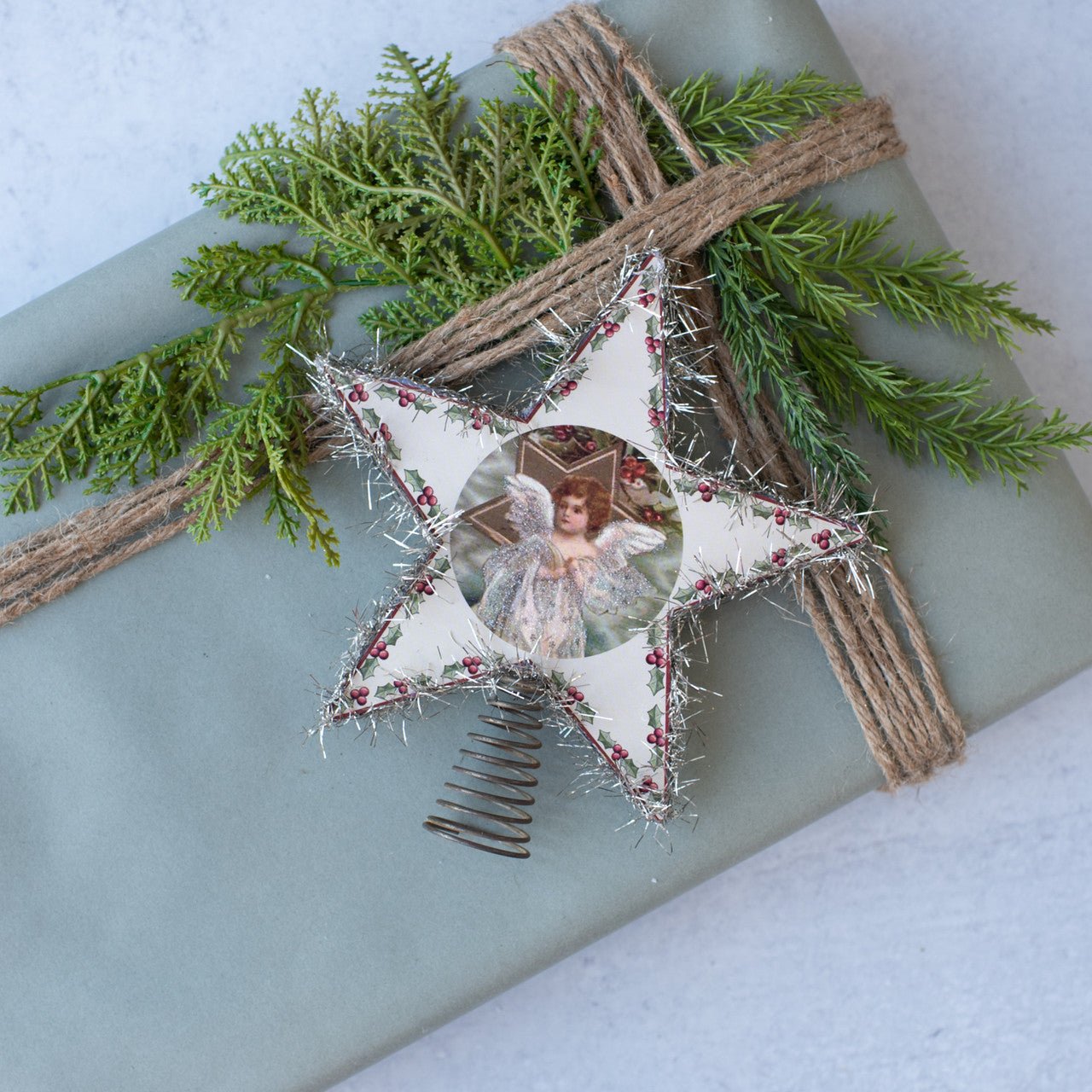 Ragon House Christmas Vintage Style 7&quot; Angel Star Tree Topper - The Primitive Pineapple Collection