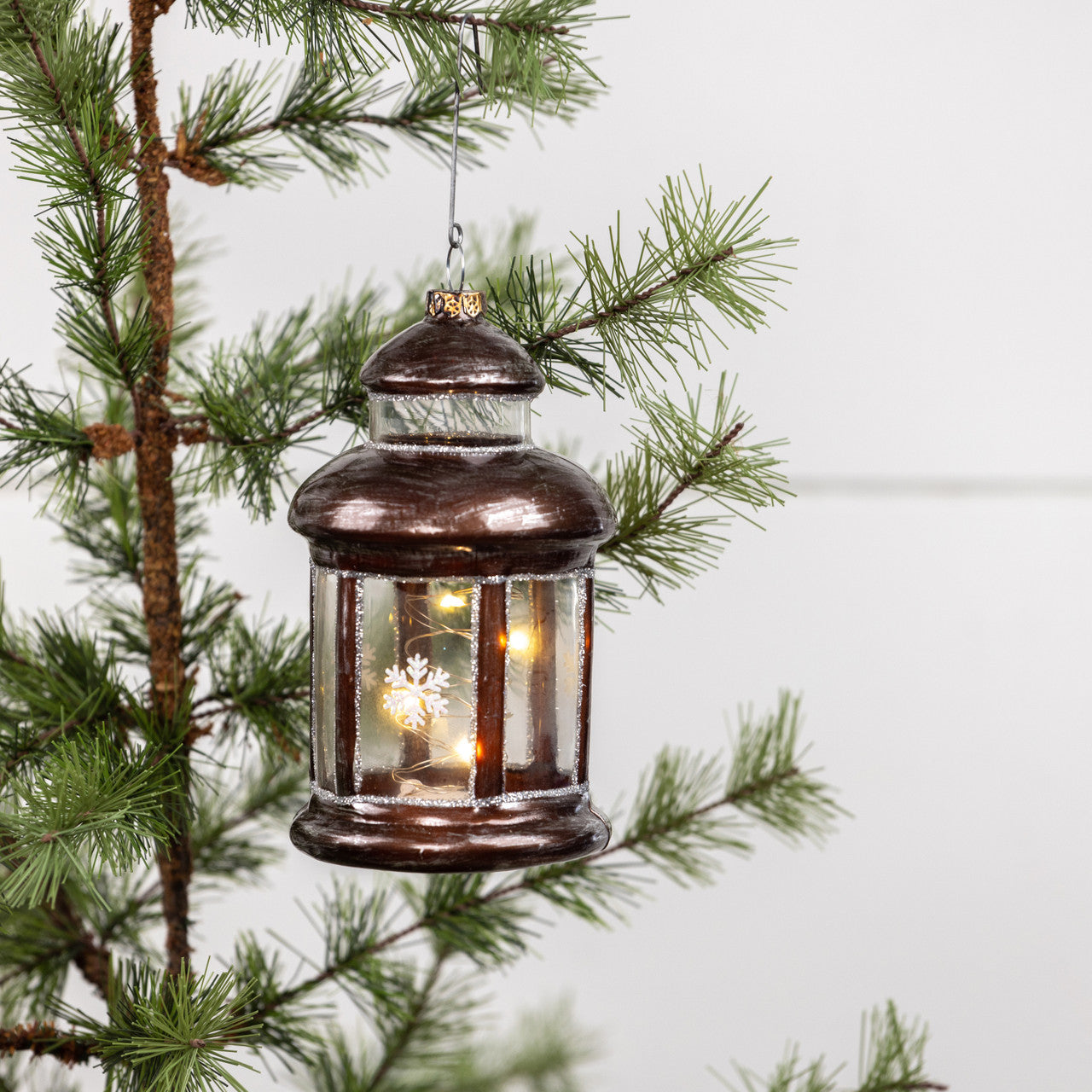 Primitive Christmas Ragon House 5&quot; Bronze Lighted Lantern Ornament