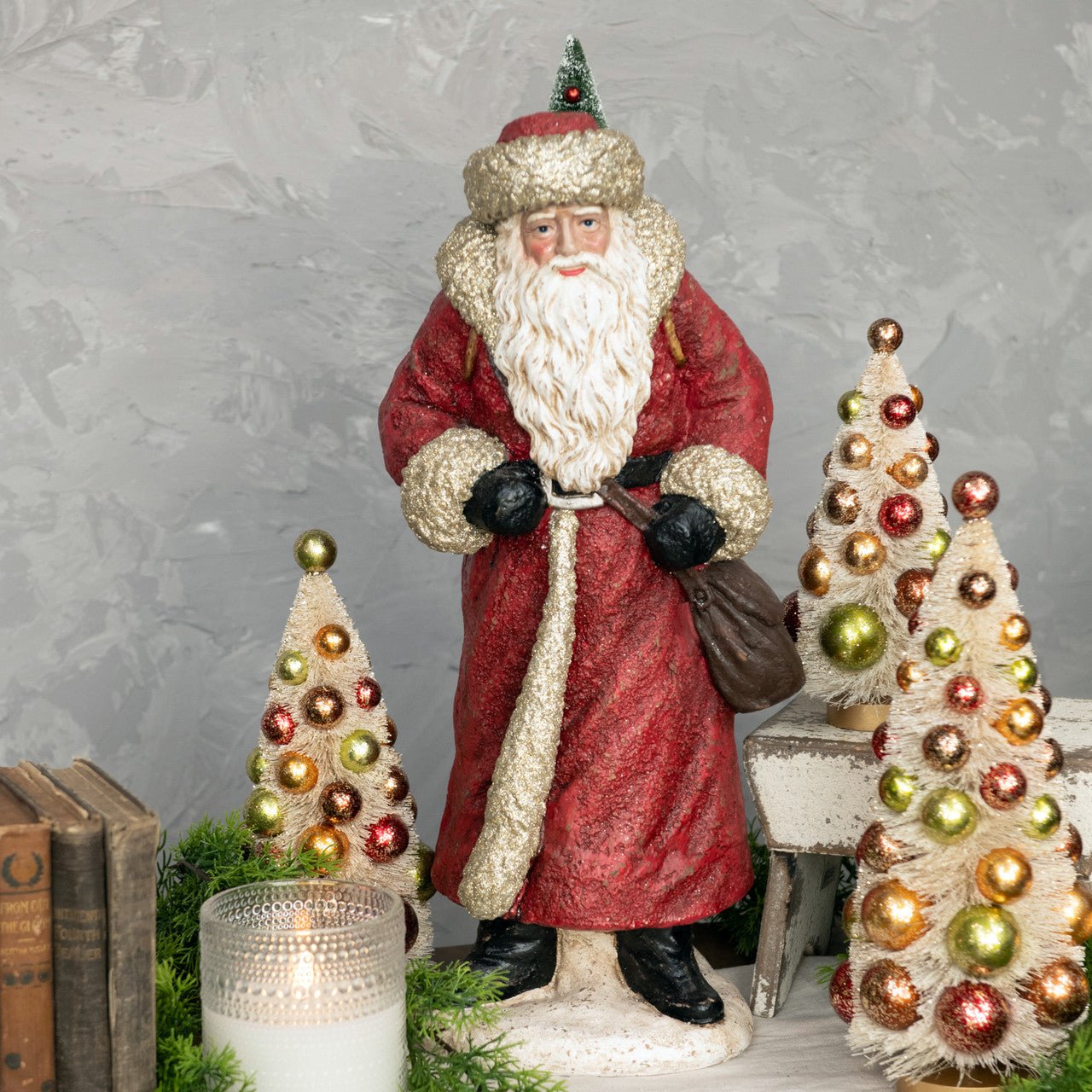 Primitive Ragon House Christmas 22&quot; Santa w/ Satchel - The Primitive Pineapple Collection