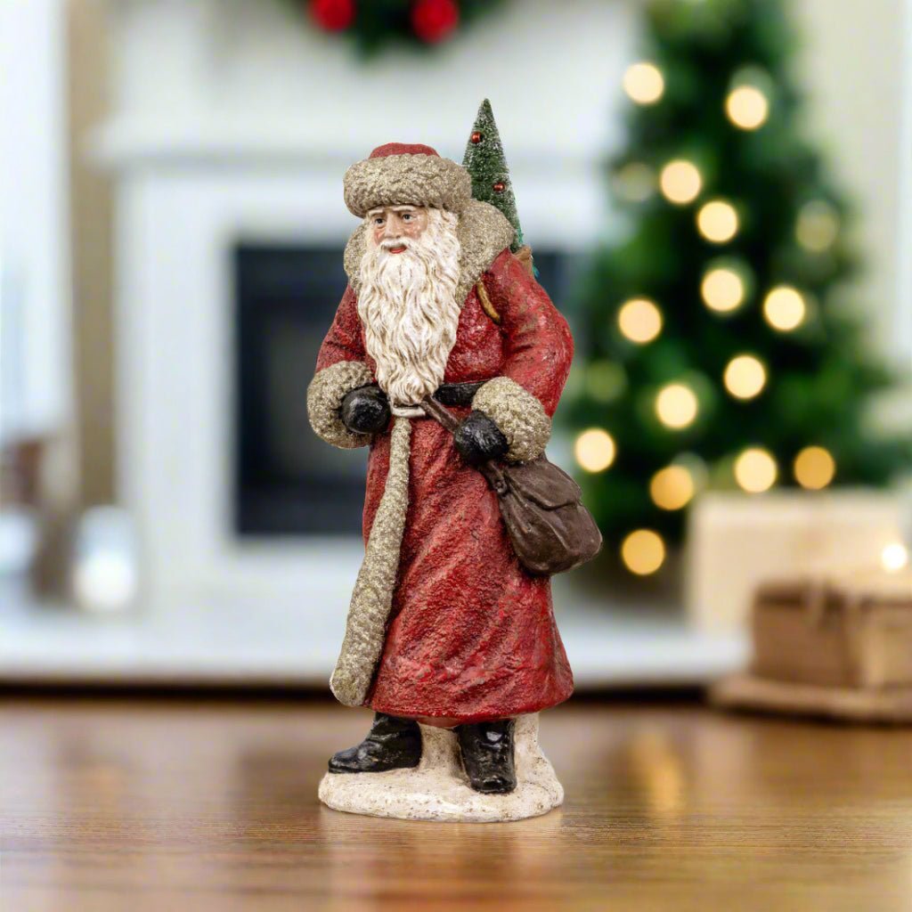 Primitive Ragon House Christmas 22&quot; Santa w/ Satchel - The Primitive Pineapple Collection