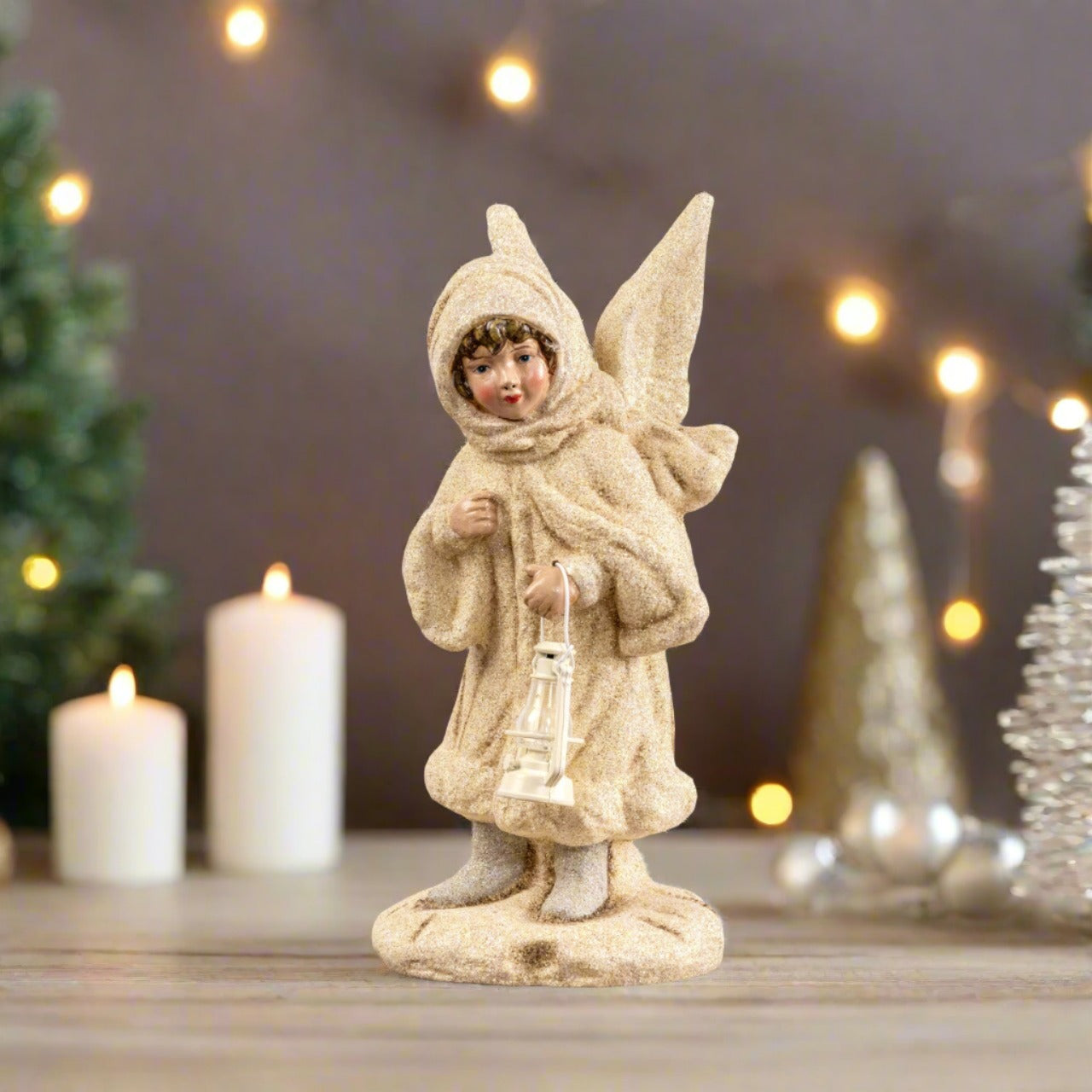 Ragon House Christmas Vintage Look 10.75&quot; Angel Figurine with Lantern