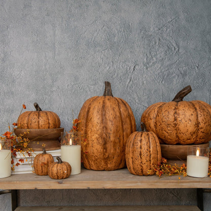 Primitive Country Ragon House 3.75" Terra Cotta Tall Pumpkin Halloween - The Primitive Pineapple Collection